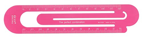 sourcing map Gerade Lineal 12cm metrische Aluminiumlegierung leuchtend rosa | Lineal Skala auf Beiden Seiten Hohle Büroklammer Design Lesezeichen Messwerkzeug Klassenzimmer Büro