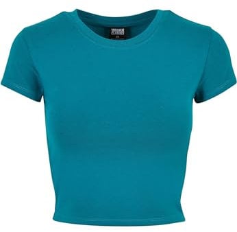 Urban Classics Women's Ladies Stretch Jersey Cropped Tee T-Shirt, Watergreen, XXXL