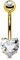 OUFER 14G Bauchnabelpiercing Titan Gold 10 mm Stablänge Herz Piercing Bauchnabel Lang Kurz CZ Edelstein Kugeln Belly Button Piercing Navel Bars 1.6mm Nabelring Frau Geschenk Schmuck