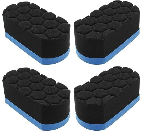 Hitefu Lot de 4 tampons applicateurs de brillance des pneus, éponge lavable pour voiture - Applicateur de polissage pour pneu - Gel pour pneu humide, baume pour pneu