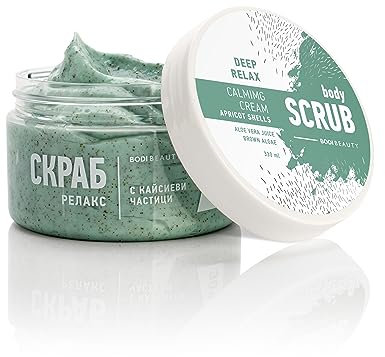 BODI BEAUTY Körperpeeling Deep Relax mit Aprikose, Alge, Aloe Vera, Traubenkernöl, Vitamin A, Vitamin E, Panthenol, Body Scrub, Peeling Körper, skincare 330ml