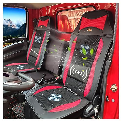 ULPYO Sitzkühlung Auflage Auto Mit Taillenmassage,Zwei Große Gebläse Autositzkissen Erwachsene rutschfest,12v/24v Autositzschoner Vordersitz für Auto/SUV/Pickup/LKW 1 Packung