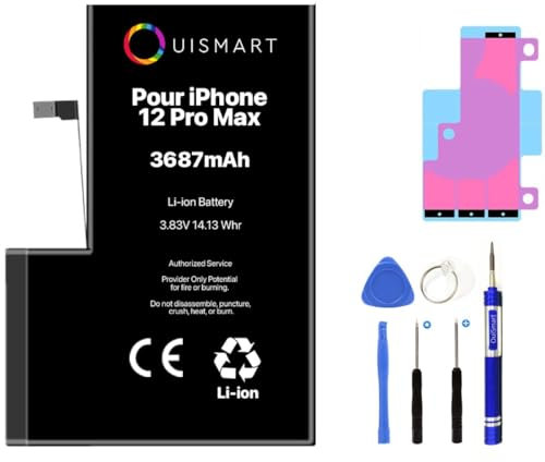 OUISMART® Batterie pour IPHONE 12 Pro Max Interne Neuve DE Remplacement avec Outils + ADHESIF