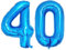 Ponmoo 40 inches Foil Balloons Numbers 40 Blue (101cm), Inflatable Helium or Air, Giant Balloon Number 0-9, 10-29, 30-100, Grand Balloons for Anniversary Wedding Birthday Party Decoration