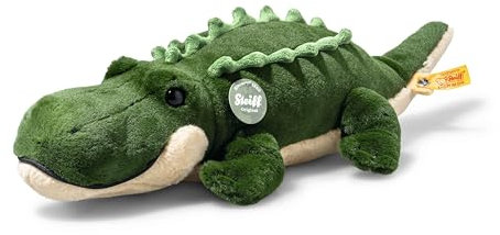 Steiff Kuscheltier Teddies for Tomorrow Rocko Krokodil, Süßes Stofftier mit Kunststoffaugen, Kinder, Jungen & Mädchen, Plüschtier 40 cm, Khaki, 085536
