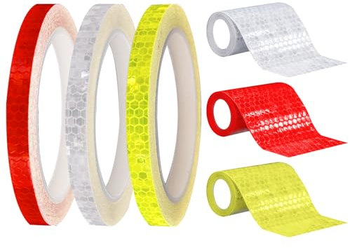 PIWOSGOL 6 Rollen Reflektorband Selbstklebend, Reflektierendes Klebeband Starke Reflektion, Zuschneidbar Reflektor Aufkleber, Wasserdicht Reflektorband für Straße, Fahrräder, Autos, Helme, Motorrad