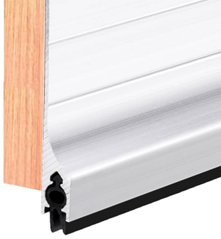 GALOFAY Door Metal Draft Stopper 36 inches Aluminum Mouse Blocker with Rubber Sweep Seal for Stop Under Doors Drafty Cover 1-1/8 inch Gap, 2x36 Silver
