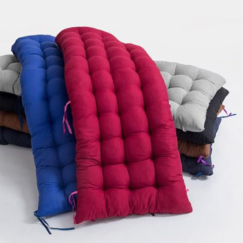 Cuscino per panca con legacci, per dondolo da giardino, sedia da patio, 2 o 3 posti, imbottitura lunga, per interni, finestra a baia, pallet, cuscini in cotone trapuntato, (170 x 50 cm, blu navy)