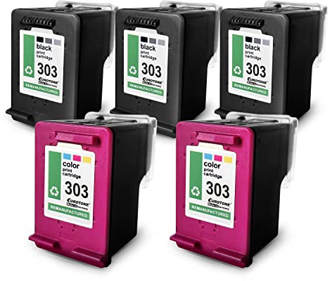 Eurotone 303 XL Druckerpatronen kompatibel für HP 303 Druckerpatronen Schwarz und Farbe für HP 303XL für HP Envy Photo 6230 Patronen 7830 6232 6220 7134 6234 Tango X [5er-Mulipack]