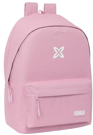 Safta MUNICH BÁSICOS - Mochila para Portátil 15.6 y USB, Ideal para Jóvenes de Diferentes Edades, Tejido Reciclado, Cómoda y Versátil, Calidad y Resistencia, 31x18x44 cm, Color Rosa