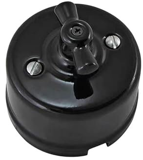 tuwiwol Drehschalter, Wand, einfache Installation, hohe Kompatibilität, Retro Stil, Keramik, Keramik Drehschalter, Knopfschalter, 20 mm, Schwarz