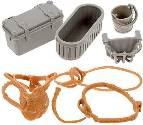 Vaguelly Mini-Ranch-Modell-zubehör-simulierter-Bauernhof-Modell-microlandschafts-Layout-Spielzeug- Sattel-Korb-trog Weiteren Junge Mikrolandschaftsliebhaber