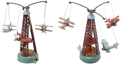 Yosoo Rotating Toy Tinplate Biplane, Nostalgia Ornament Biplane Rotating Airplane Toy for Home Study Room