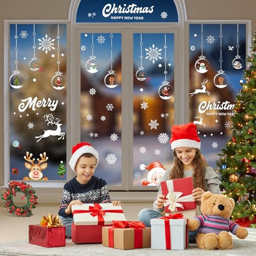 Fensterbilder Weihnachten, Fensterbilder Weihnachten Selbstklebend,Fenstersticker Weihnachten,Fensterdeko Weihnachten,Fensterbilder Winter,Adventsfenster Deko