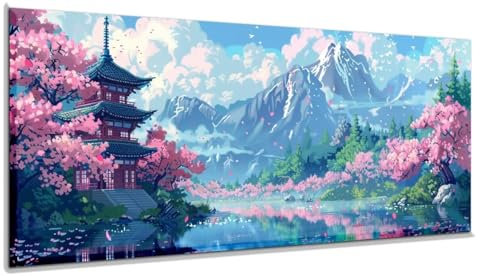 Peinture Numero Adulte Paysage Japonais Peinture Numero Enfant,Kits de Peinture au Numéro Coloriage par Numero Adulte,Paint by Numbers avec 3 Pinceau et Pigment Acrylique,30 x 70 cm Sans Cadre yf216