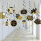 Silvester Deko 2025 Hängende Wirbel,Schwarz Gold Silvester Deko Spiralen Luftschlangen Hängedeko,Happy New Year 2025 Deko Swirl Streamers 2025 Silvester Party Dekorationen für Home Indoor Outdoor