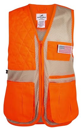 Mooselander Schießweste, Range und Skeet Schießweste mit Schulterpolster für die rechte Hand, Orange/Khaki, Medium-Large
