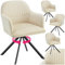 tectake® 4 x Esszimmerstuhl drehbar, Armlehnstuhl drehbar, ergonomischer Stuhl Samt, Stühle für Esszimmer, Möbel für Wohnzimmer, Arbeitszimmer, Esstisch, Schminktisch - 4er Set - Creme/schwarz