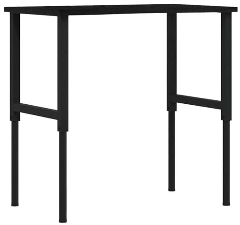 vidaXL Workbench/Tool Bench - Dark Brown Oak Wood - 100x60x(71.5-98) cm - Adjustable Height - Metal Frame