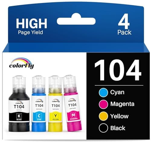 colorfly 104 Tinte kompatibel mit Epson Multipack 104 102 EcoTank für EcoTank ET-2710 ET‑2711 ET-2715 ET-2720 ET-2726 ET-2700 ET-2750 ET-2756 ET-2810 ET-37 000 UND- 3750 ET-4700 ET-4750