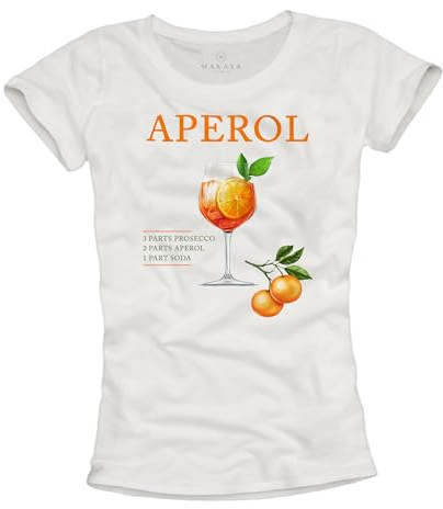 MAKAYA Damen Shirt mit Orangen Motiv Alkohol