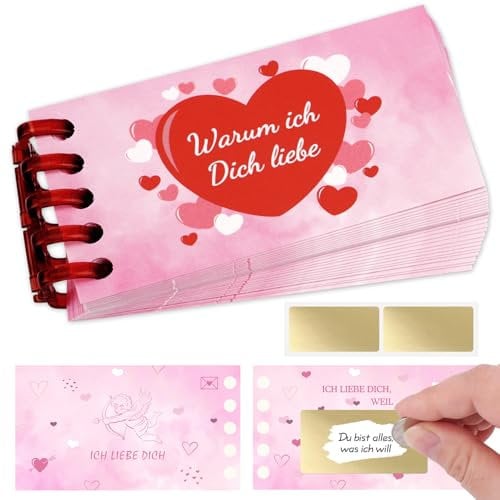 YYSWSAKY Ich Liebe Dich Geschenke für Männer Frauen, Valentinstag Liebes Geschenk für Ihn, Warum Ich Dich Liebe..., Valentinstag Karte zum Rubbeln für Valentinstag Jahrestag