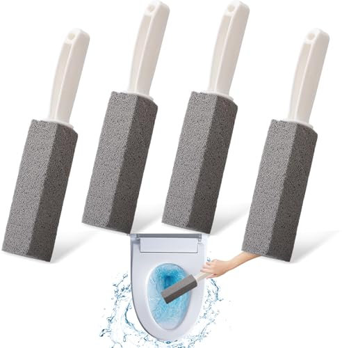 4 Stück Bimsstein Toilettenreiniger mit Griff, Toilette Bimsstein Reinigungsbürste, Urinsteinentferner Bürsten, Fußpflege Putzstein, WC Reinigungsstein für Küche, Waschbecken, Grill und Pool Flecken