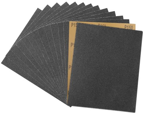 STEBRUAM Papier de Verre,Abrasif 150 Grain Utilisé pour polir le métal le bois les voiture,15 Pcs Poncer 230x280 mm