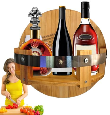 Generico Porte murale en amont | Porte à vin murale - Organisateur de rangement en bois, porte-bouteille vintage mural porte-bouteille pour l'affichage, décoration de la maison