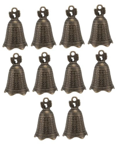 Gatuida 1set Vintage Dragon Clock Pendant Tiny Hand Bell Charm Door Bells Decor Ornaments Tin Jingle Doorbell Vintage Decorations Blink Doorbell Pendants Led Lights Garland Rust Iron 10pcs