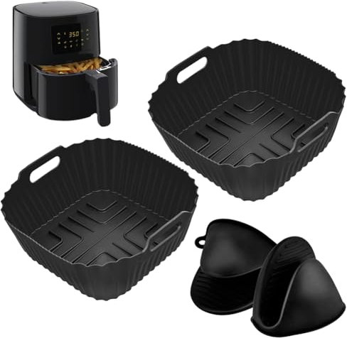 CLTPY 2 Stück Silikonform Heißluftfritteuse mit Lsolierte Backhandschuhe Kompatibel für Philips 4,1L (HD9252, HD9200, HD9255), Philips Airfryer Zubehör, Airfryer Silikonform kann Wiederverwendet