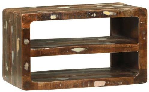 vidaXL TV Cabinet Multicolour 60 x 32 x 36 cm Solid Reclaim wood, Living Room Storage Solution, Modern Television Stand, Rectangular Media Cabinet, Multifunctional Shelving Unit, Indoor Organizer