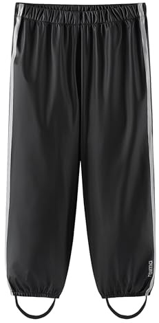 Reima - Oja Regenhose Kinder - wasserdichte Matschhose für Jungen und Mädchen mit elastischem Bund, verschweißten Nähten, reflektierenden Details, abnehmbaren Fußschlaufen - Black, 146