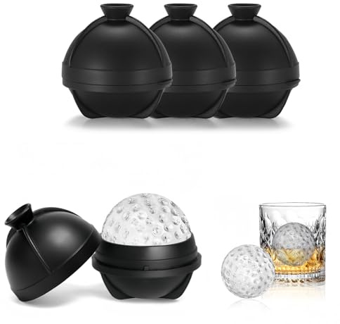 Rund Eiswürfelform Silikon, 6cm Eiswürfelform Rund Groß, Bpa Frei Wiederverwendbare Eiswürfel Form für Whiskey, Cocktails, Wein, Bier und Getränke (Golfform)