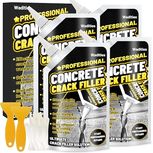Betonrissfüller, Hochelastisches Selbstnivellierendes Wasserfestes Reparaturdichtungsmittel für Einfahrten, Gehwegfugen, Schnell trocknende Versiegelung für den Außenbereich – Grau (4pcs, 5.3LB)