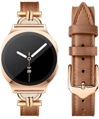 Ocaer Kompatibel mit Samsung Galaxy Watch 9/8/7/FE/6/5/4 Armband 40mm 44mm, 8 Classic 46mm, Schmal Leder Armband für Galaxy Watch 6 &4 Classic / 5 Pro/Active 2, Elegant Band für Damen