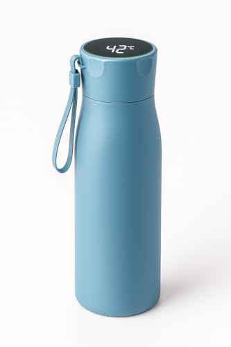 PureHalo UV Self-Cleaning Smart Water Bottle, Temperature Display (°C), Hydration Reminder, 500 ml Vacuum Insulated 12–24h Hot & Cold, 316 Stainless Steel, Leakproof, USB-C Rechargeable, IPX7(Blue)