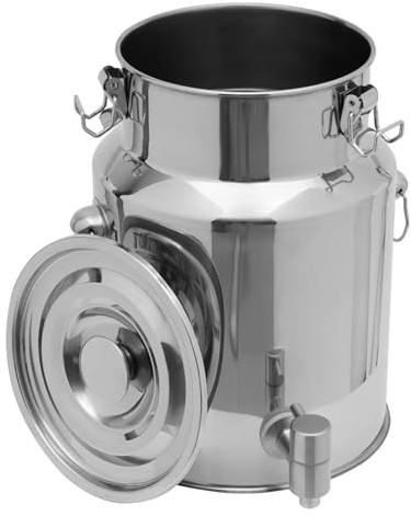 Stainless Steel Bucket with Lid 5L Seal Stainless Steel Milk Transport Can Water Tote Jug Liquid Container Tea Canister Dairy Pot,Capacity-5Liters