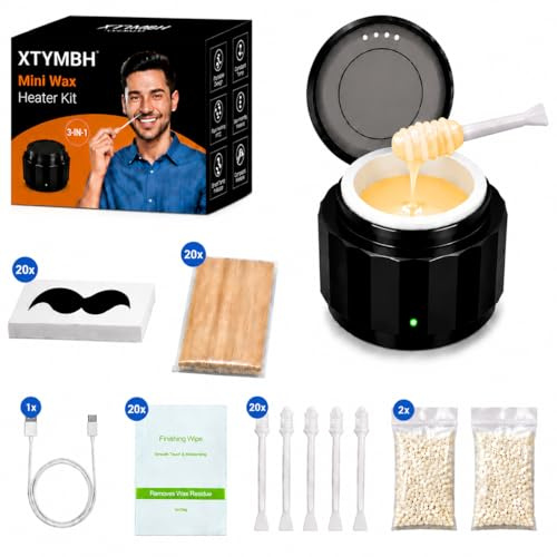 Nase Waxing set, Nasenhaar Wachs, Männer Nasenwachs Haarentfernung Set mit Mini Wax Maschine,USB-Schnellwärmung, konstante Temperatur, 100g Wax / 20 nasenwachs stäbchen zur ohr- nasenhaare entfernen