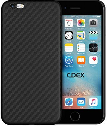 doupi UltraSlim Hülle kompatibel für iPhone 6 / 6S (4,7 Zoll), Carbon Fiber Look Kohlefaser Optik Ultra Dünn Handyhülle Cover Bumper Schutz Schale Hard Case Schutzhülle, schwarz