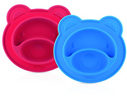 Nuby ID92958 Saugnapf Teller aus Silikon Bear