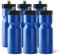 50 Strong Sports Squeeze Water Bottles - Set of 6 - Team Pack 22 oz. BPA Free Bottle Easy Open Push/Pull Cap - Multiple Colors Available (Blue/Black)