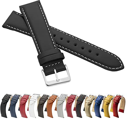 MARCHEL Lederarmband LLB 20 mm Schwarz-Weiß aus Echtleder