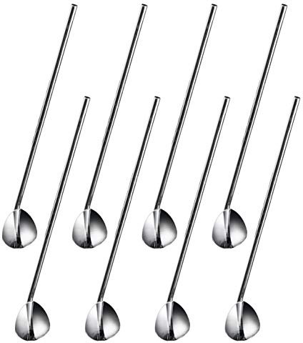 Oak & Steel - 8 Cuillères à Mélanger Cocktail en Acier Inoxydable Premium - 20cm - Accessoire pour Maison, Restaurant & Bar