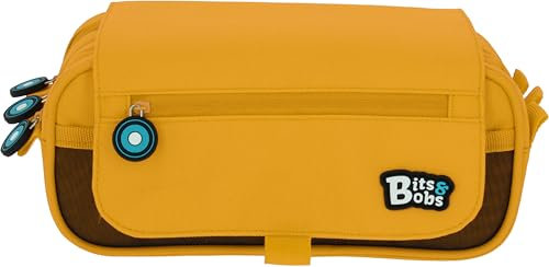 Grafoplás | Estuche Escolar Tres Compartimentos con Solapa | Amarillo | Bits&Bobs | Colores Vivos | 23x10x10cm | Incluye Horario y Zona Identificación | Perfecto para Organizar tu Material Escolar