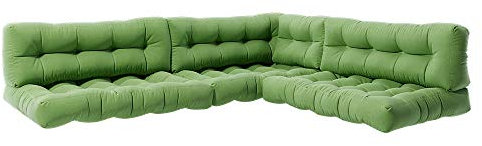 Vicco Palettenkissen Set Flocken, Outdoor Kissen, Grün, 7 Teile
