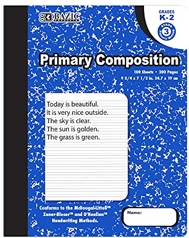 BAZIC PRODUCTS Primary Composition Book, 100 Sheets, Grades K-2