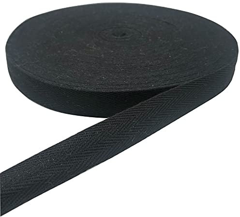 45,7 m Fischgrätenband, Baumwollband zum Nähen (Schwarz, 2,5 cm)
