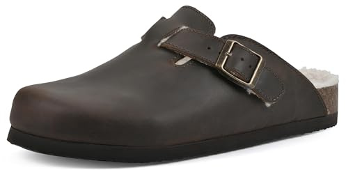 WHITE MOUNTAIN Damen Bari Clog, Braun/Leder mit Kunstfell, 37 EU