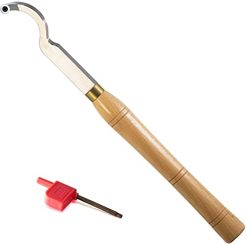 Hollower Swan Neck Woodturning Lathe Tipped Bended Chisel Tool with 12mm Round Carbide Insert, 16 inch Length